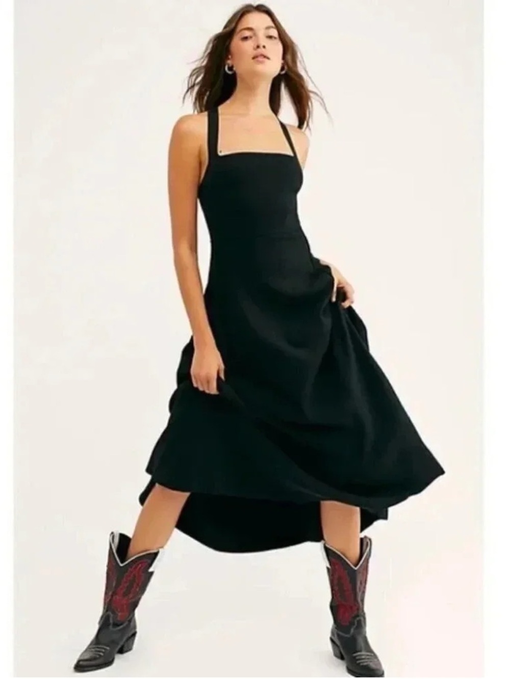 NWT Free People Dreamer Knit Midi Dress Black